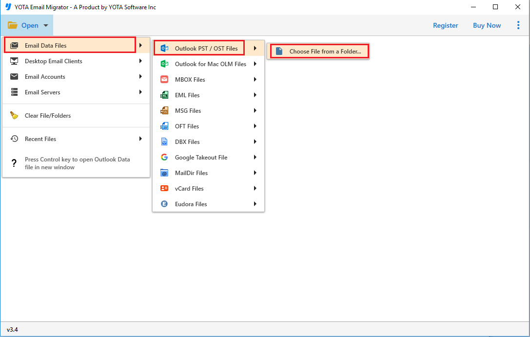 add outlook pst file