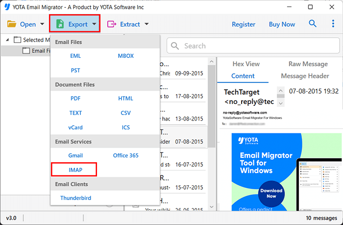 office 365 to imap