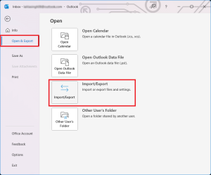 Cliquez sur importer/exporter.