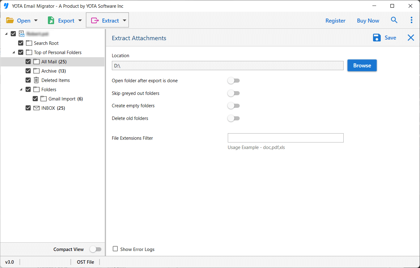 extract all outlook attachments